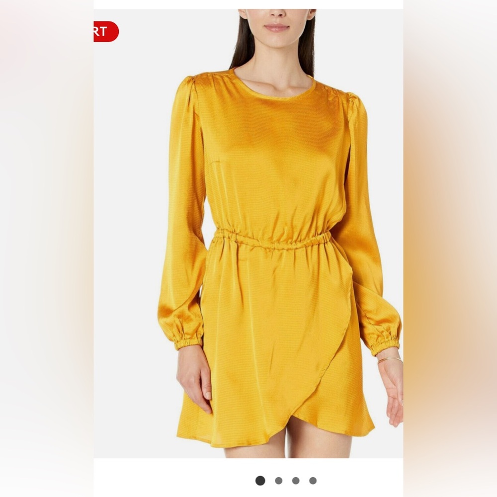 Michael Kors Satin Long Sleeve Marigold Flounce Dress size medium